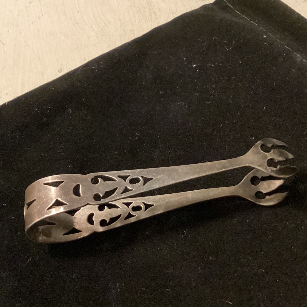 ANTIQUE VINTAGE STERLING SILVER SUGAR TONGS ART DECO